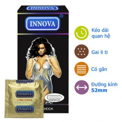 Bao Cao Su INNOVA Đen siêu gai,kéo dài thời gian quan hệ (Hộp 12 Chiếc )
